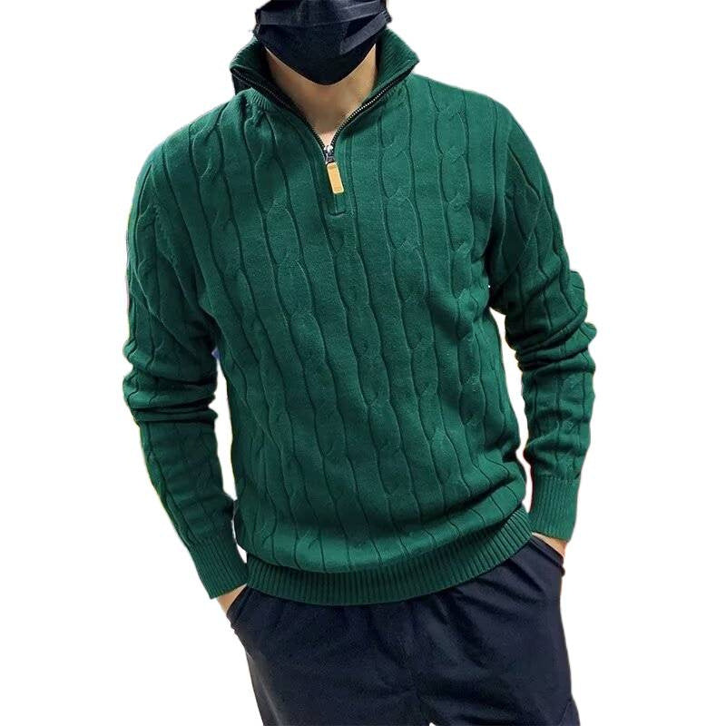 Herren Strickpullover mit Halbreissverschluss