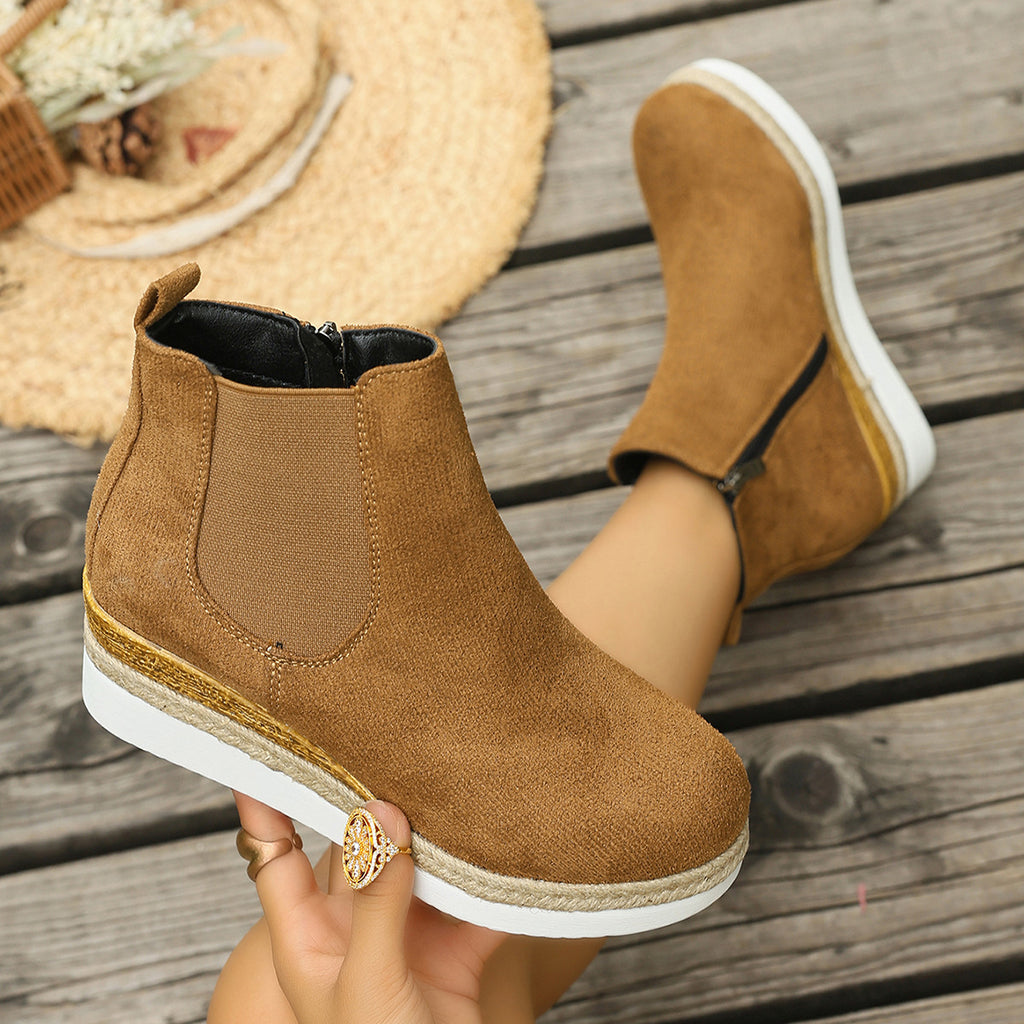 Mid-Calf Wedge Stiefeletten – Bild 3 | LuxeStyle
