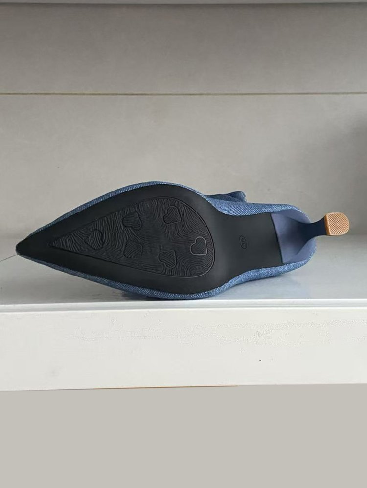 Retro Denim Ankle Boots mit Stilettoabsatz