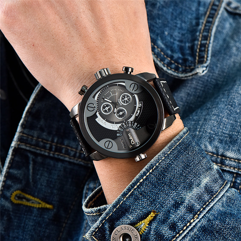 Grosse Quarzuhr mit Lederarmband – Bild 2 | LuxeStyle