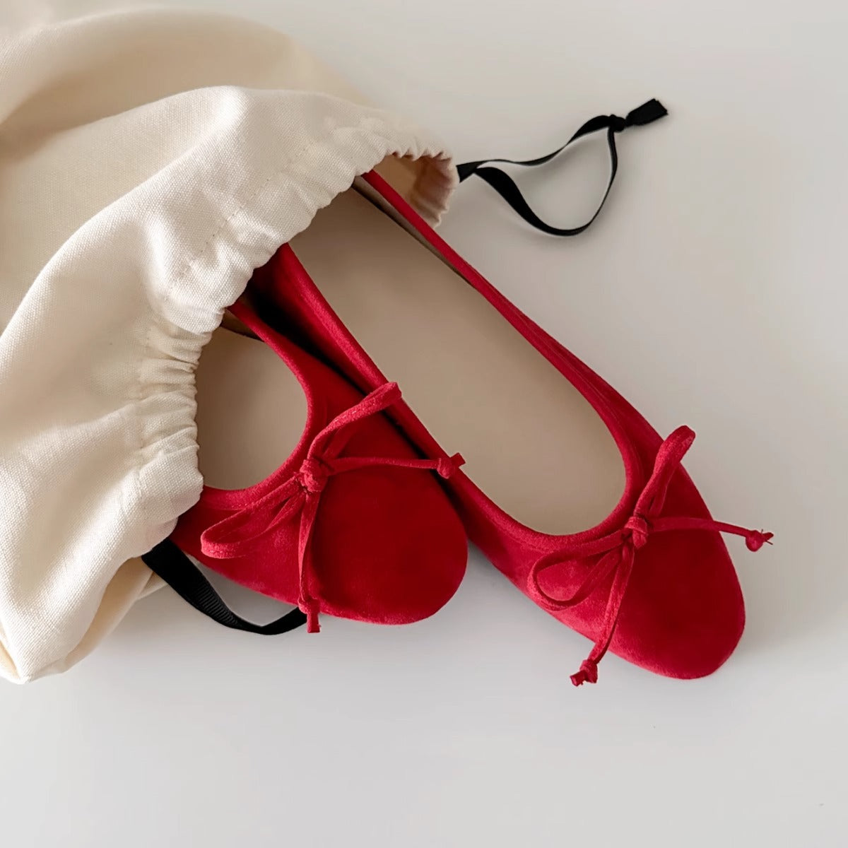Sheepskin French Bow Gentle Ballet Flats