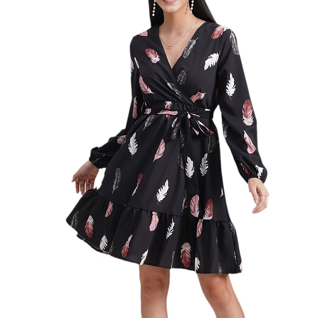 Kleid mit elastischem Bund, Druckmuster, langärmlig – Bild 5 | LuxeStyle