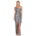 Einseitig Schulter Gepflastertes Gerafftes Damenkleid – Bild 1 | LuxeStyle