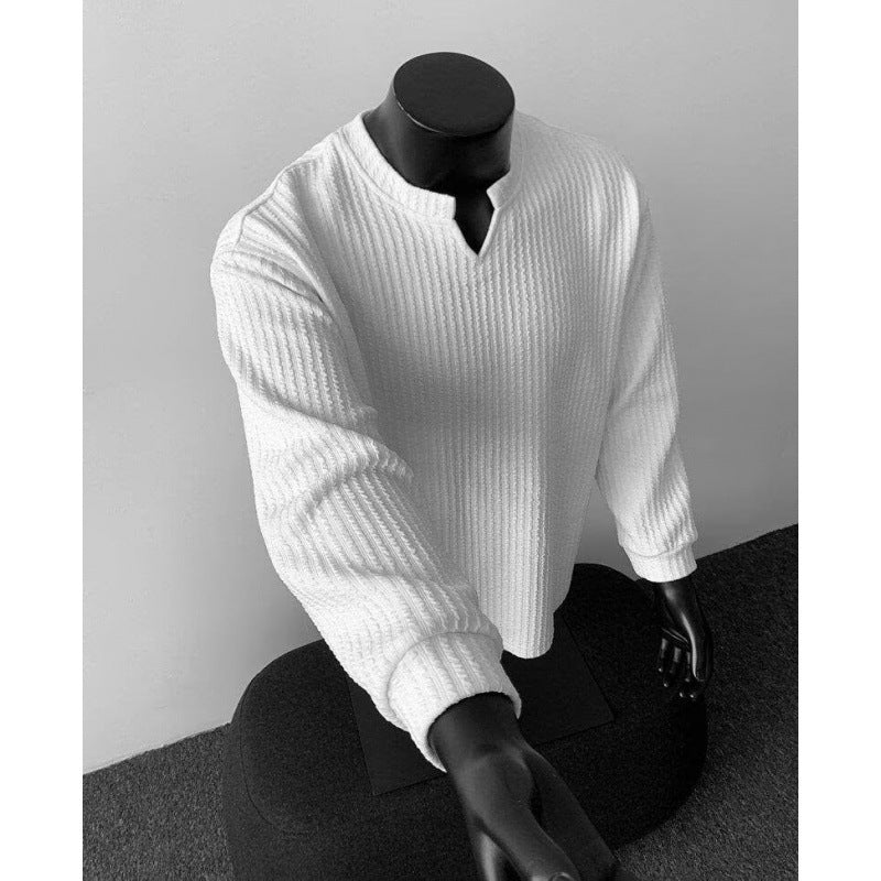 Herren Langarmshirt mit V-Ausschnitt | LuxeStyle