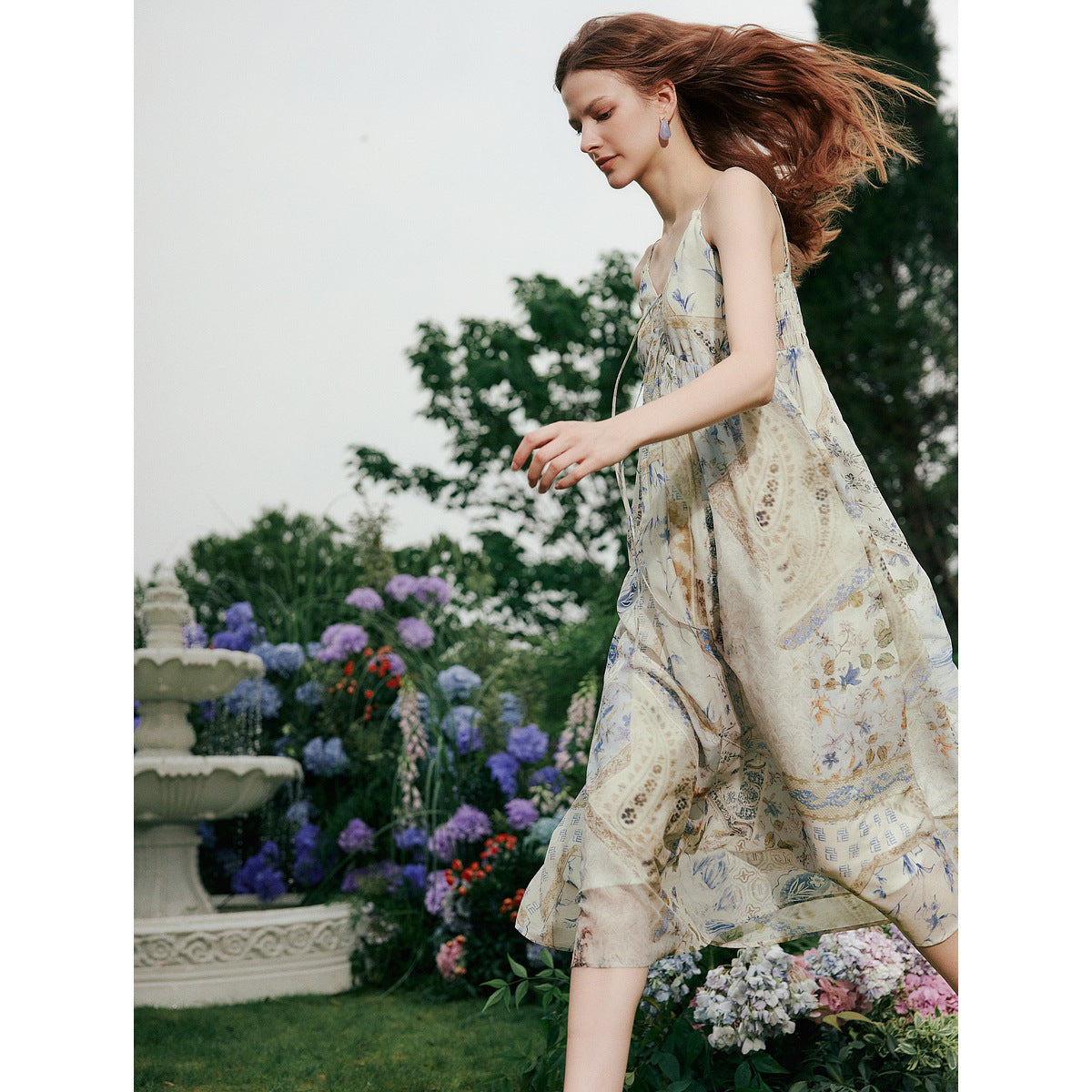Retro Blumenkleid mit Spaghettiträgern