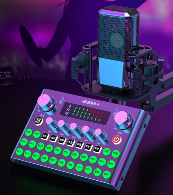 F007plus Live-Broadcast Soundkarte mit Mikrofon