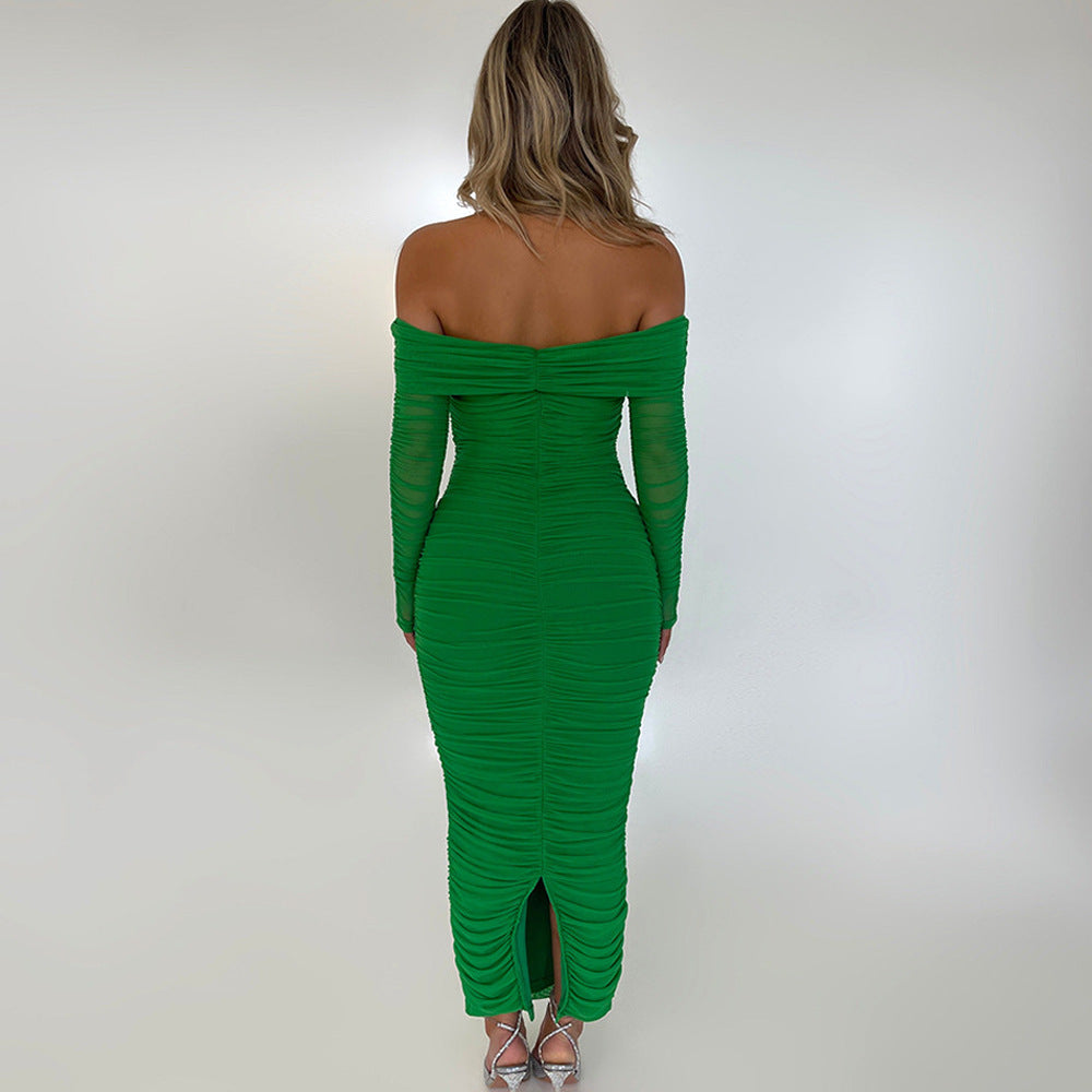 Off-Shoulder-Plisseekleid «Aurélie» · schulterfrei & fliessend (Damen, 4 Farben)