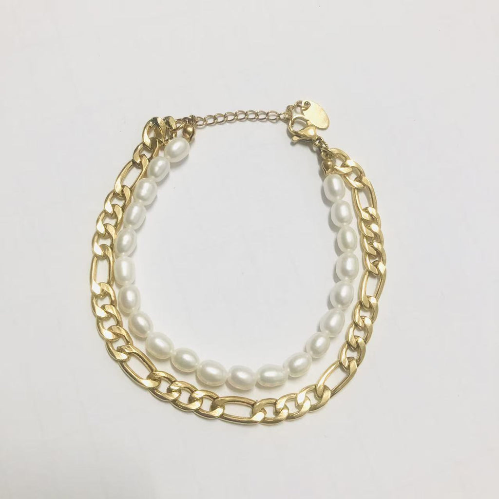 2-teiliges Set Perlen-Stretcharmbänder in Gold – Bild 5 | LuxeStyle