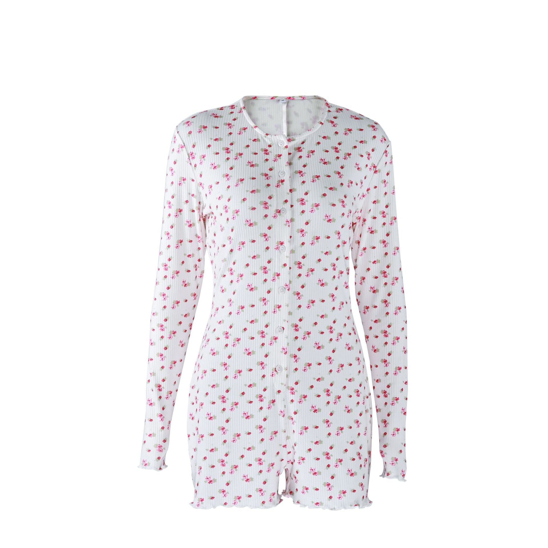 Jumpsuit mit Rüschen und Saumstickerei