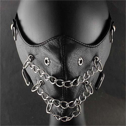 Leder Halbmaske Totenkopf-Reiter Schwarz