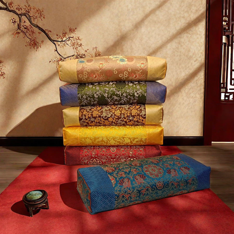 Brocade Raute Beifuss-Kissen mit Buchweizenschalen – Ansicht 3