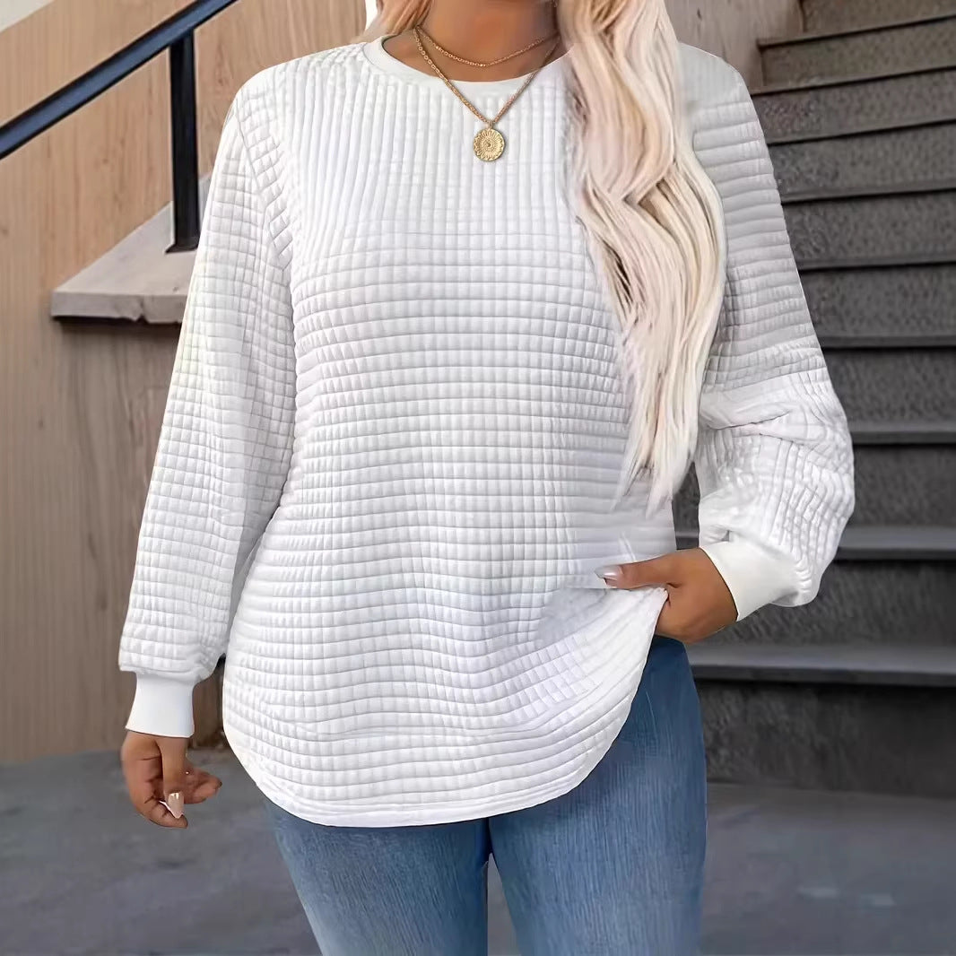 Waffle-knit Crewneck Sweatshirt