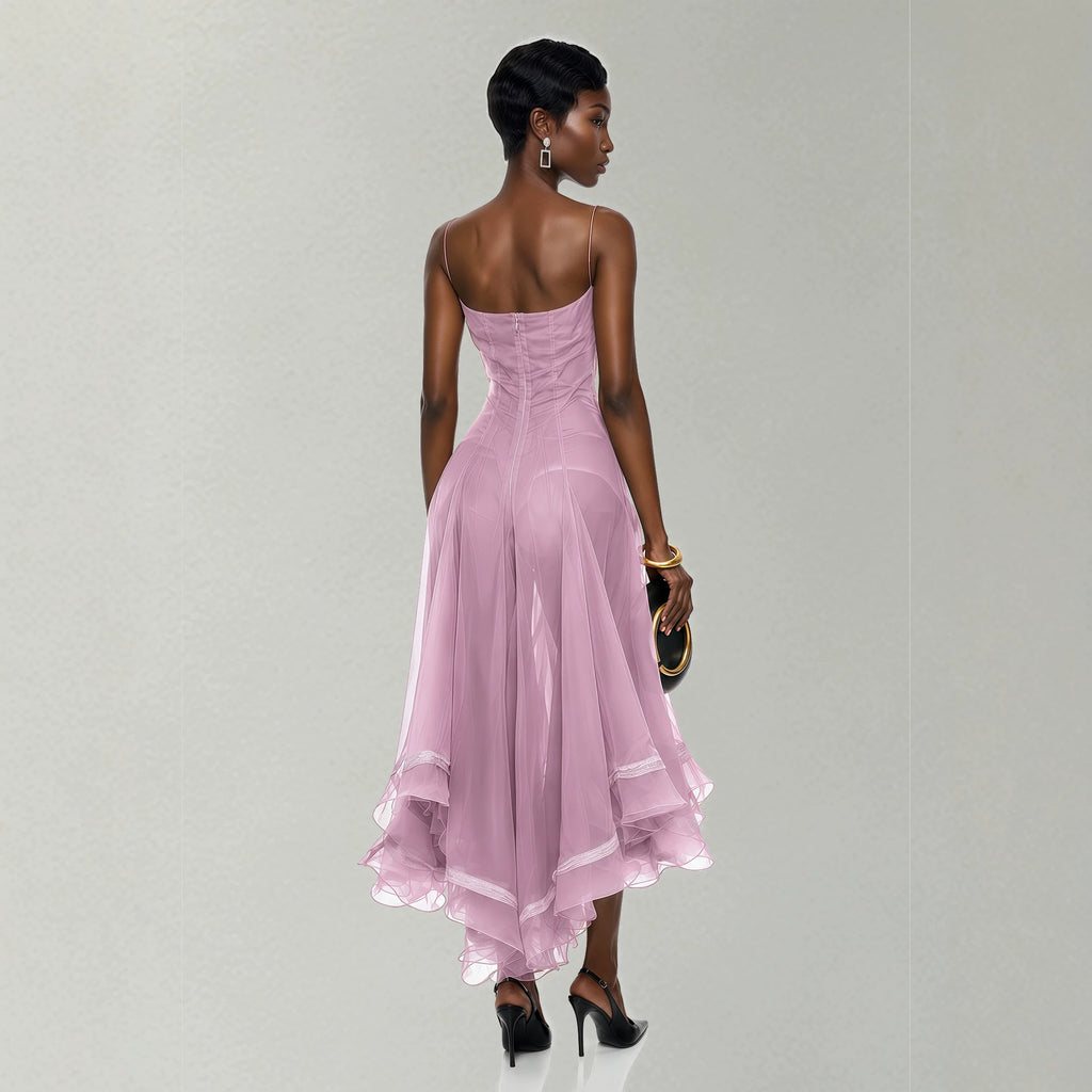 Elegantes Asymmetrisches Wave-Hemd Kleid