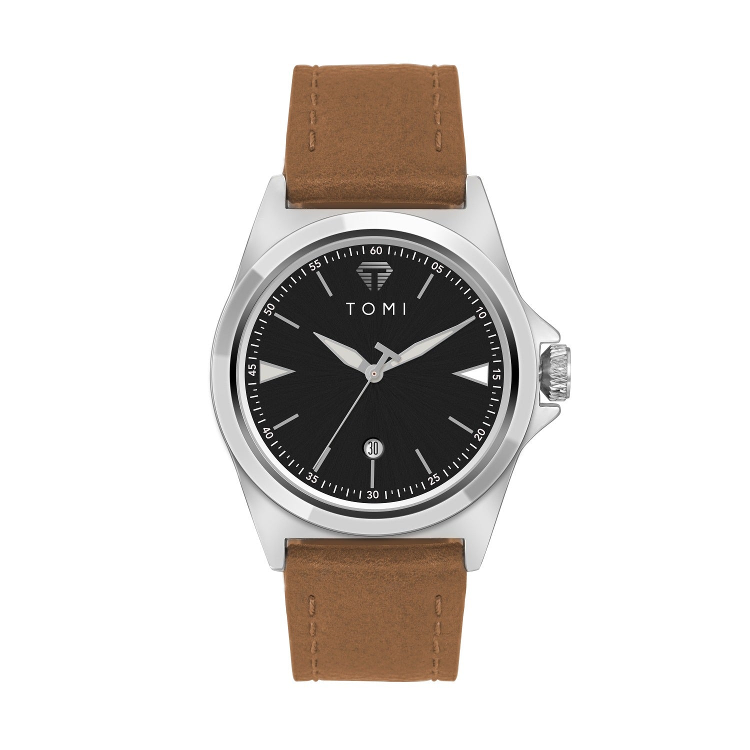 Wasserdichte Quarzuhr für Herren mit Lederarmband
