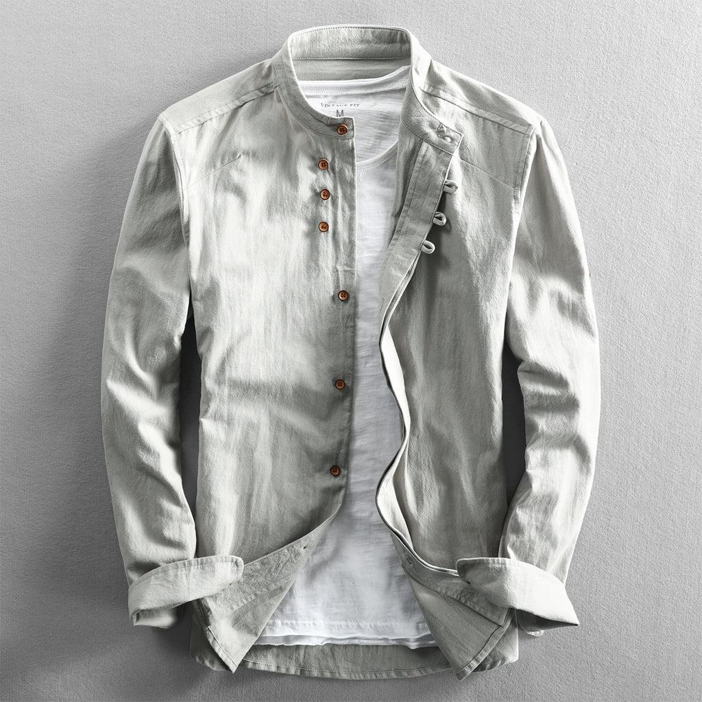 Vintage Slim-Fit Hemd mit Mandarin-Kragen
