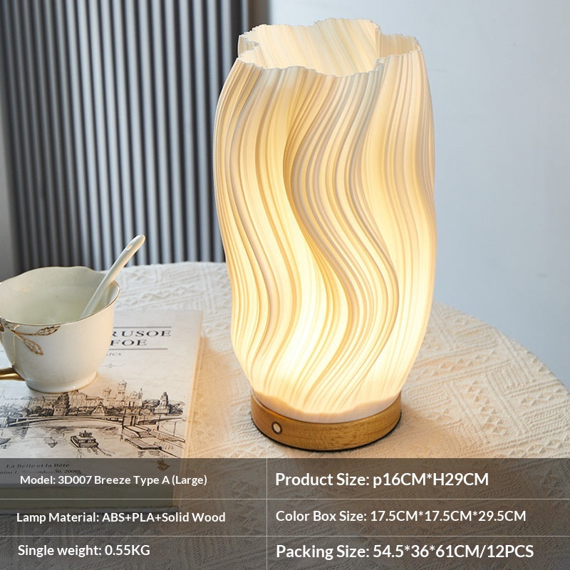 Nordische Nachttischlampe aus massivem Holz mit Ambientebeleuchtung