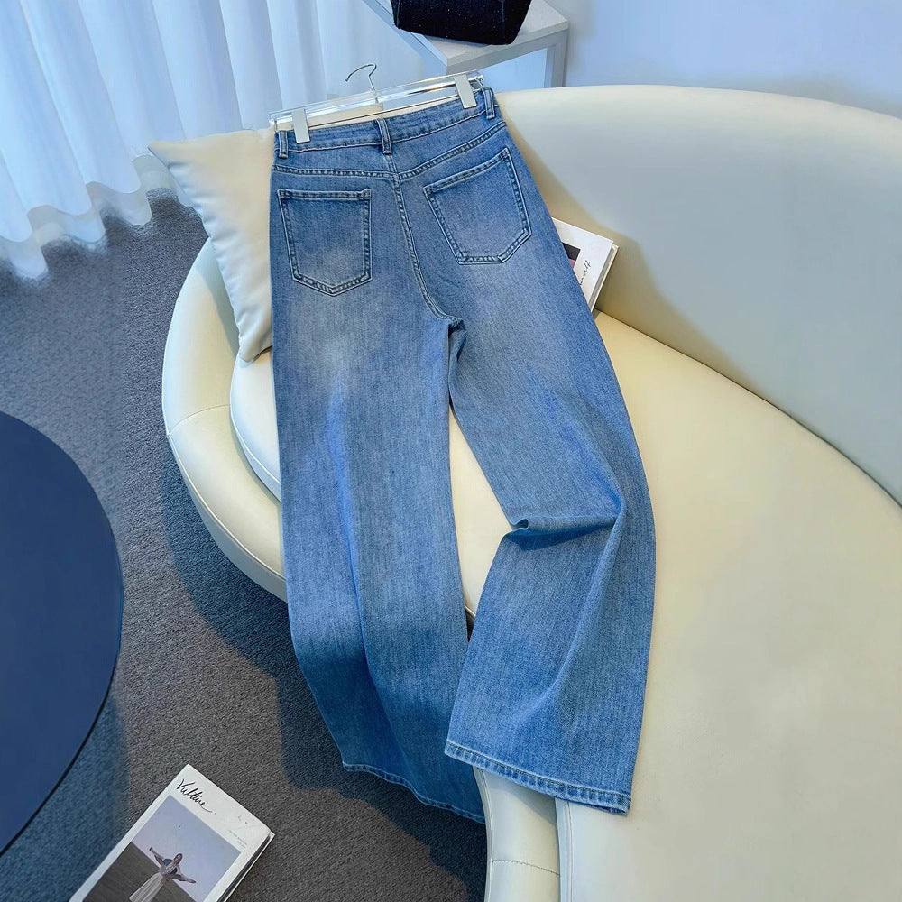 Vintage Blue Rose Bestickte Jeans
