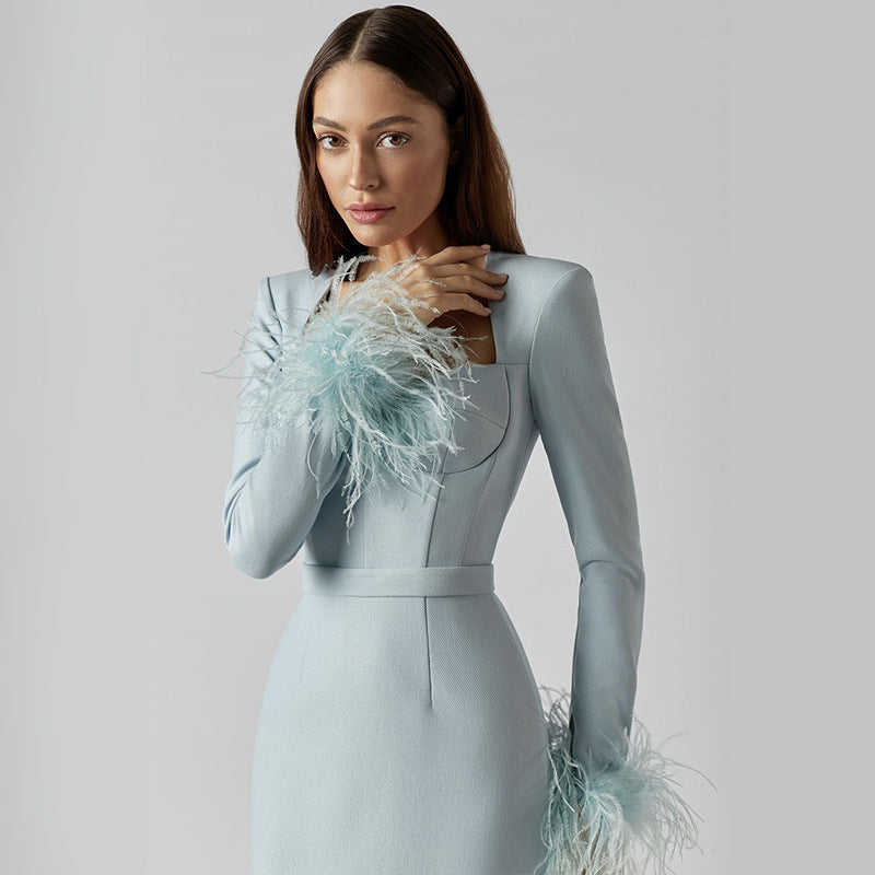 Bandage-Kleid mit Federdetails – Bild 6 | LuxeStyle