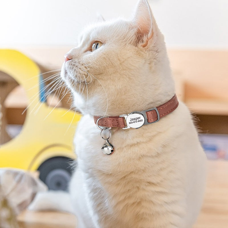 Katzenhalsband mit Gravur, Leder – Bild 4 | LuxeStyle