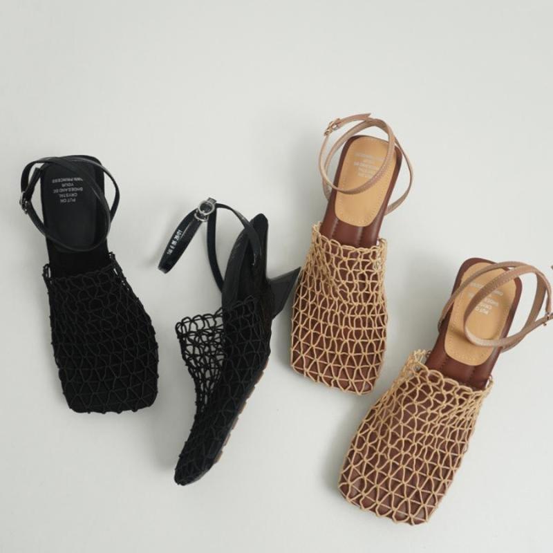 Vintage Weave Chunky Heel Sandalen | LuxeStyle