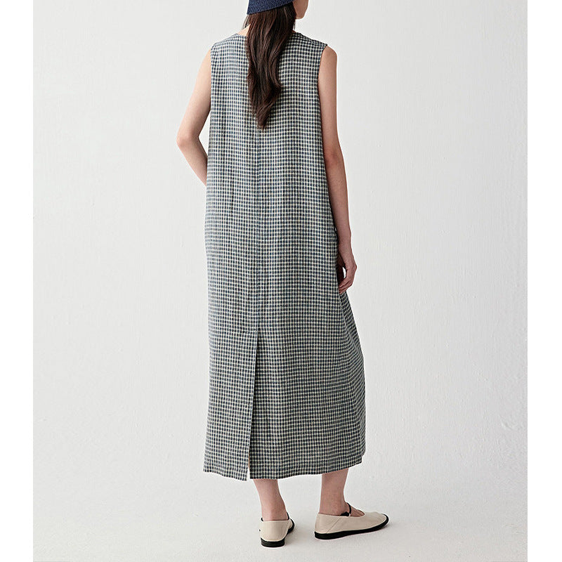 Leinenkleid ärmellos mit Taillengürtel | LuxeStyle