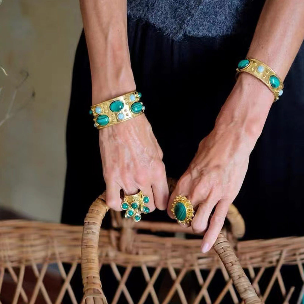Malachit-Armband «Vintage» · grüner Naturstein