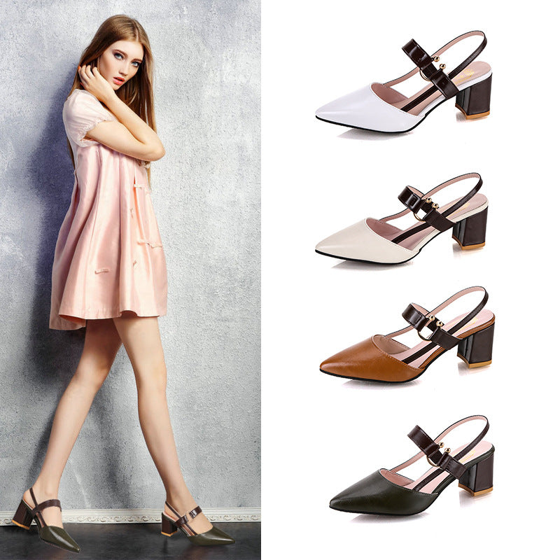 Sandalen mit spitzer Zehenpartie und Blockabsatz – Bild 2 | LuxeStyle