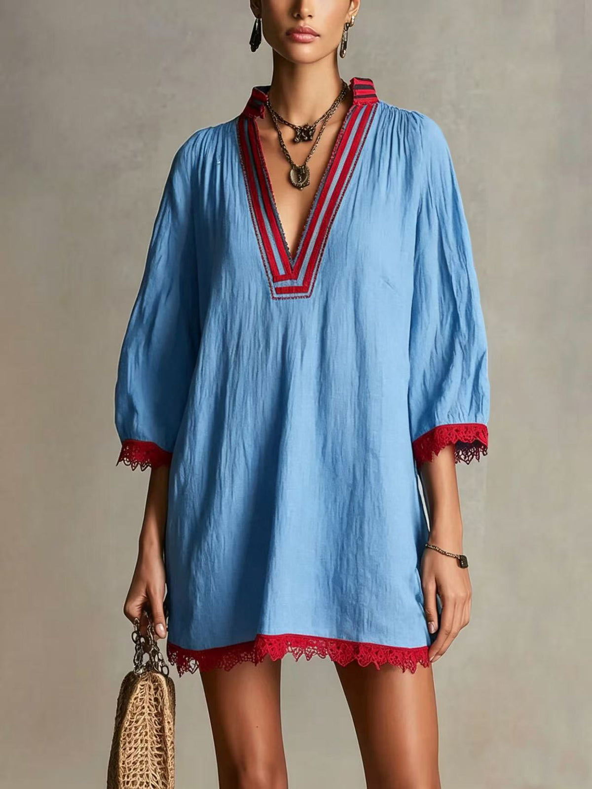 V-Ausschnitt Freizeitkleid für Damen – Bild 5 | LuxeStyle