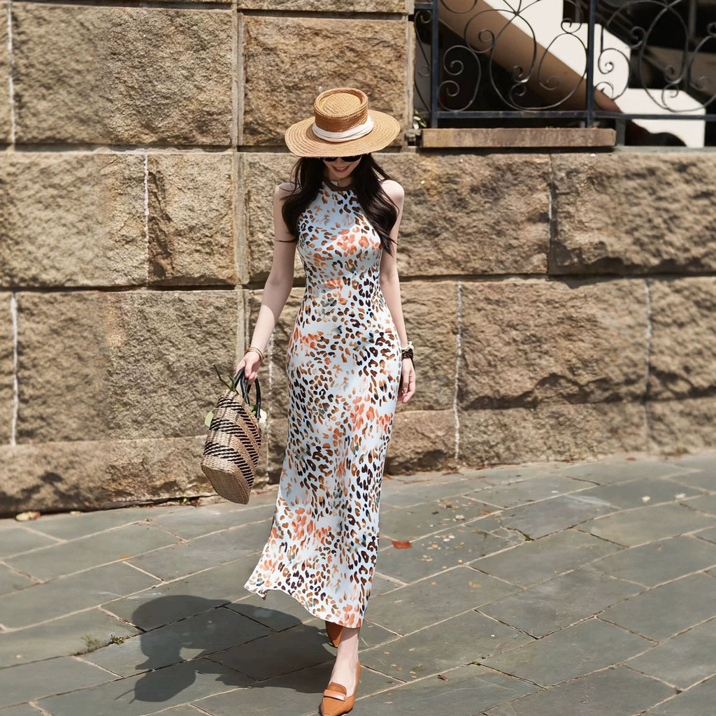 Blumen Neckholder Kleid im Slim-Fit | LuxeStyle