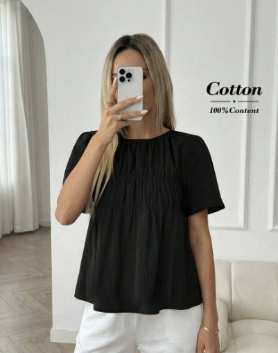 Elegant kurzes Top mit Rüschen und Puffärmeln – Bild 2 | LuxeStyle