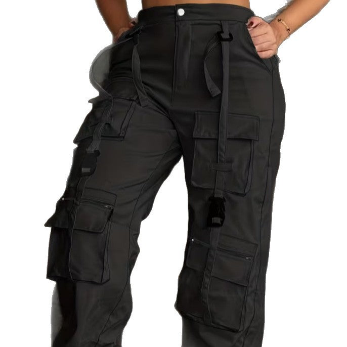 Freizeit-Hose mit weitem Bein – Schwarz