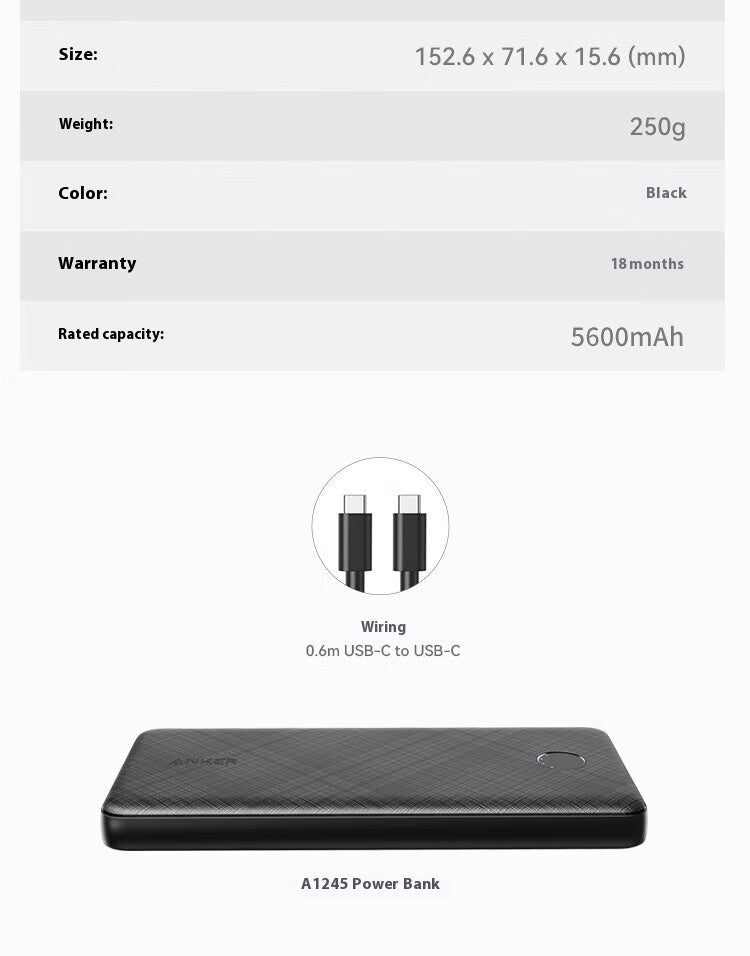 Power Bank PD20W Dual Port, 10000 mAh
