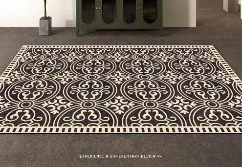 Velour-Teppich schwarz-weiss
