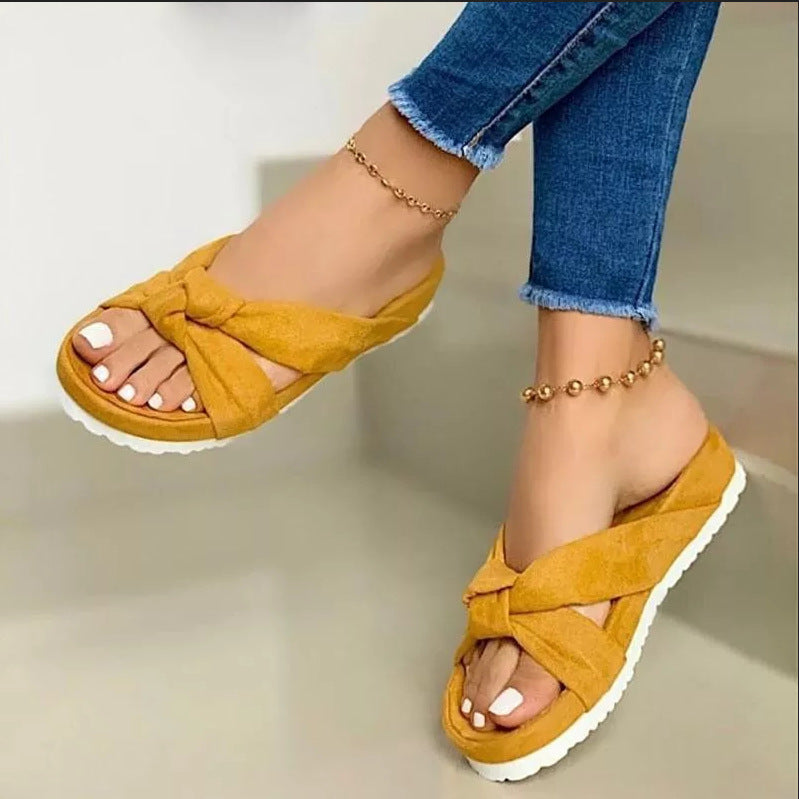 Plattform-Slipper mit Schleife aus Wildleder – Bild 4 | LuxeStyle