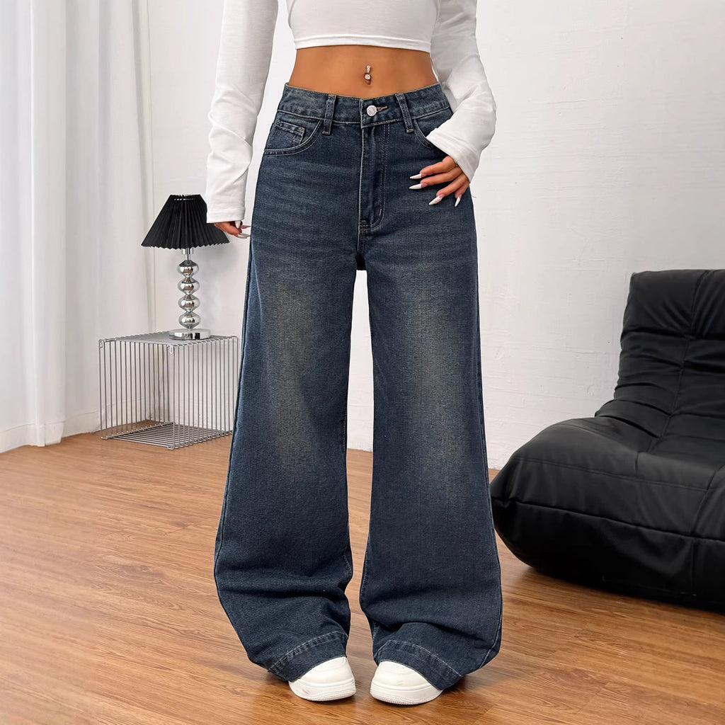 Retro-Denim Jeans, dunkelblau