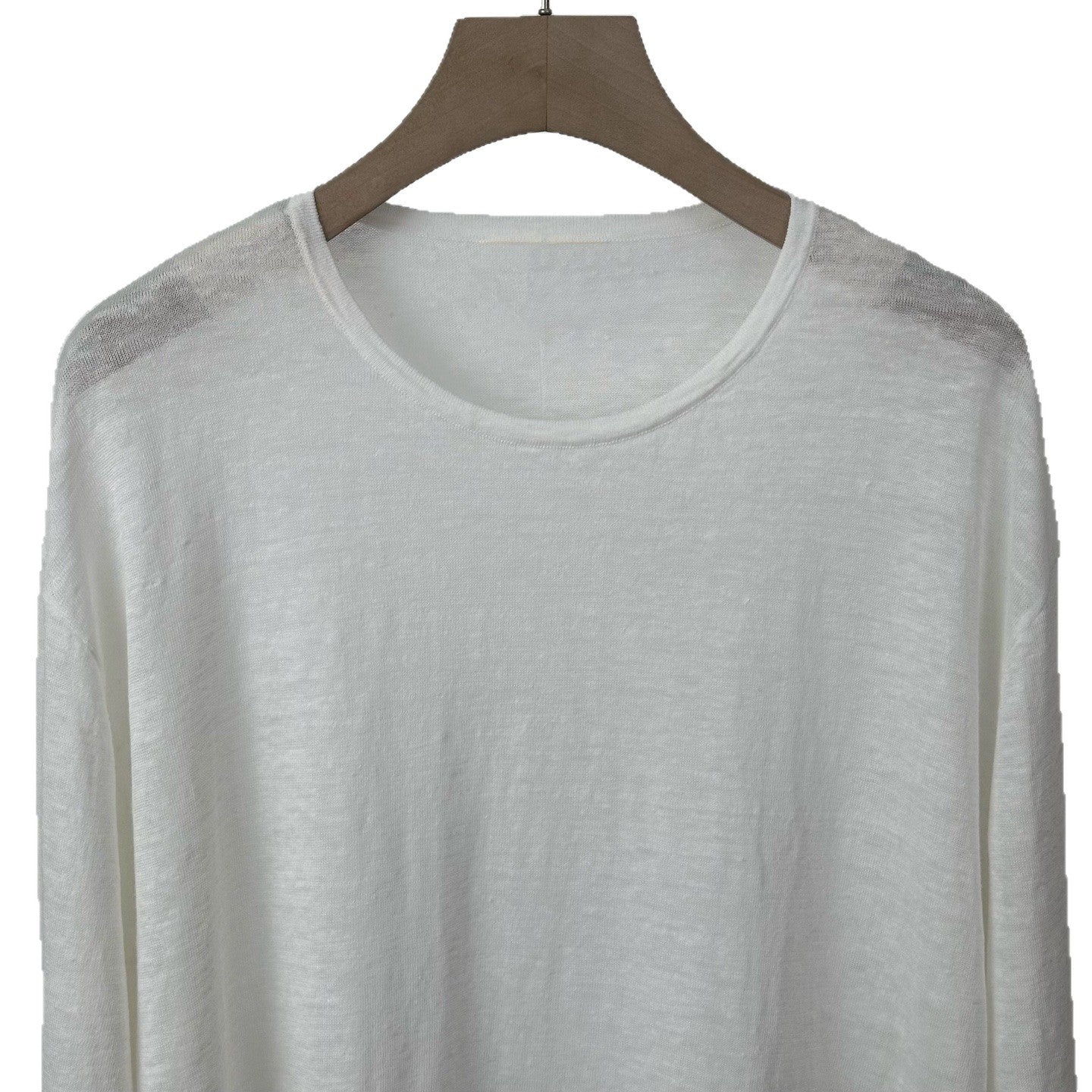 Leinen-Stricktop mit Rundhals und langen Ärmeln