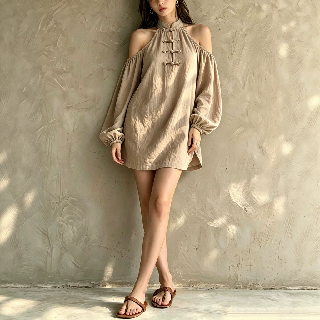 Off-Shoulder A-Linien Minikleid