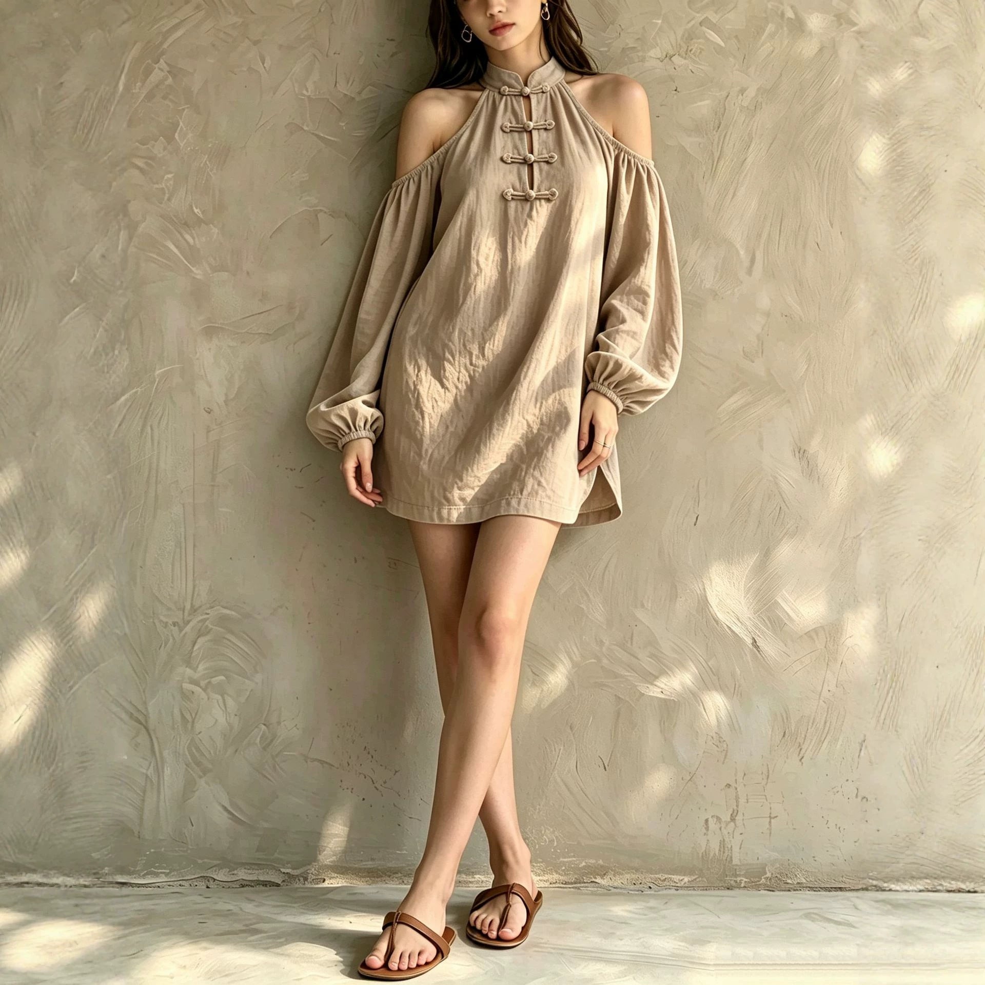 Off-Shoulder A-Linien Minikleid