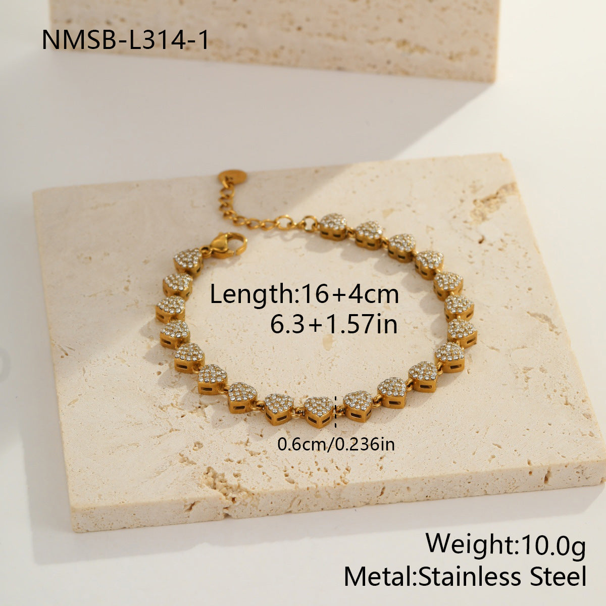 Herz-Zirkon Armband aus farbbeständigem Edelstahl – Bild 16 | LuxeStyle