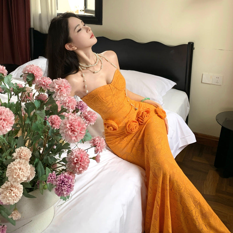 Trägerloses A-Linien-Kleid mit Blumenmuster – Bild 3 | LuxeStyle