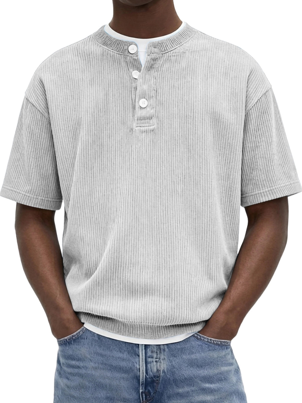 Herren-Strickshirt «Riviera» – Cord-Kurzarm