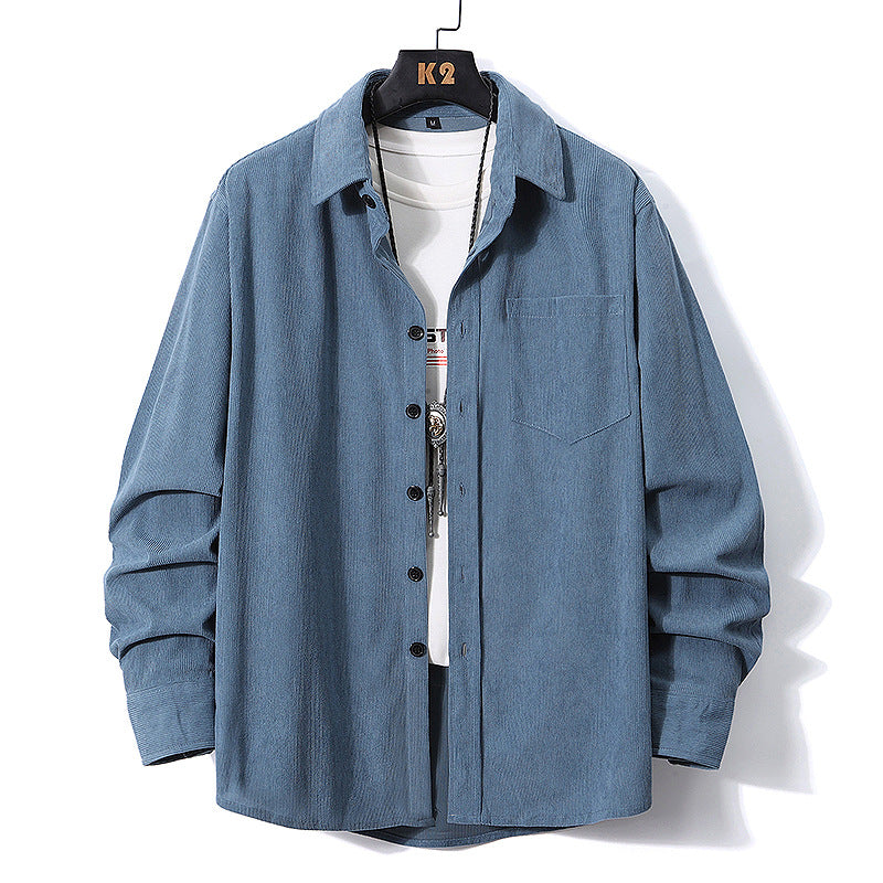 Langarm-Hemd Corduroy in Braun, Grau, Lake Blue | LuxeStyle