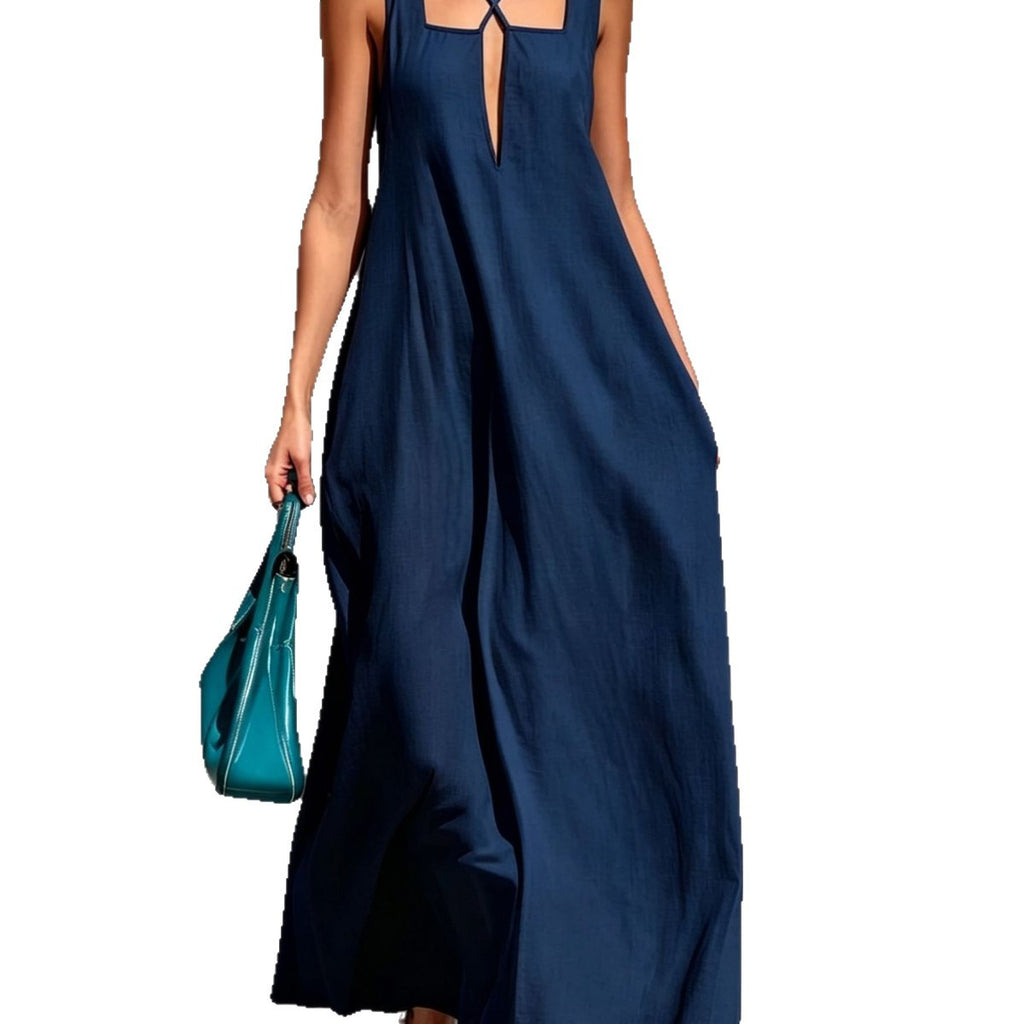 Damen A-Linien Freizeitkleid aus Baumwoll-Leinen