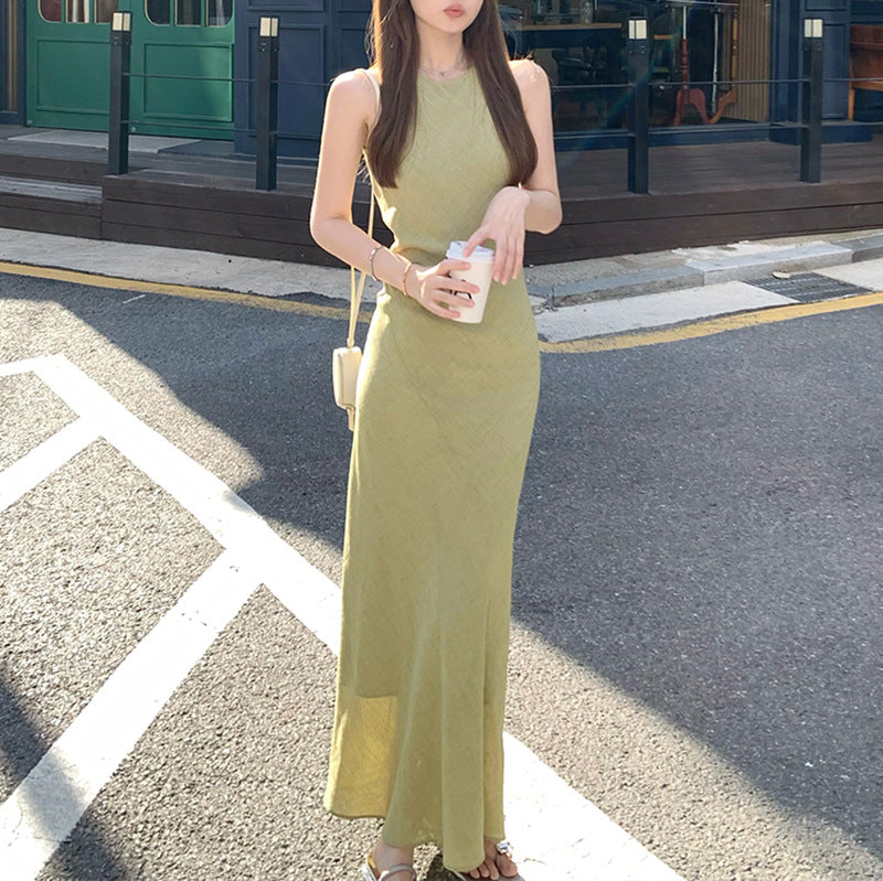 Elegantes ärmelloses Midi-Kleid mit A-Linie
