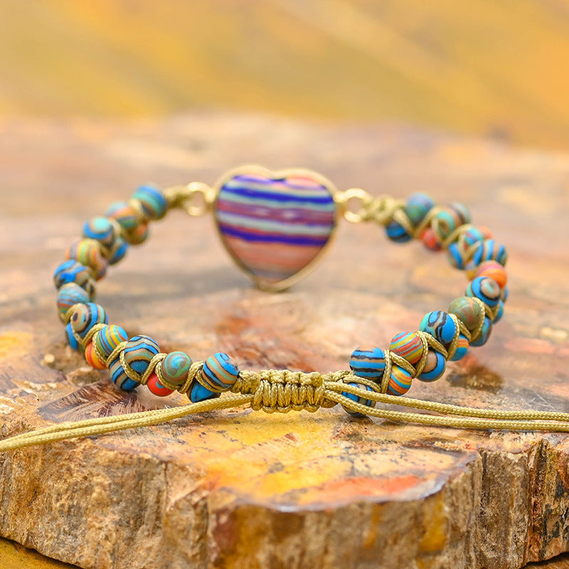 Geflochtenes Herz-Armband mit bunten Steinen – Bild 2 | LuxeStyle