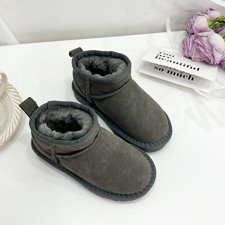 Kinder Winterstiefel aus Leder mit Fell