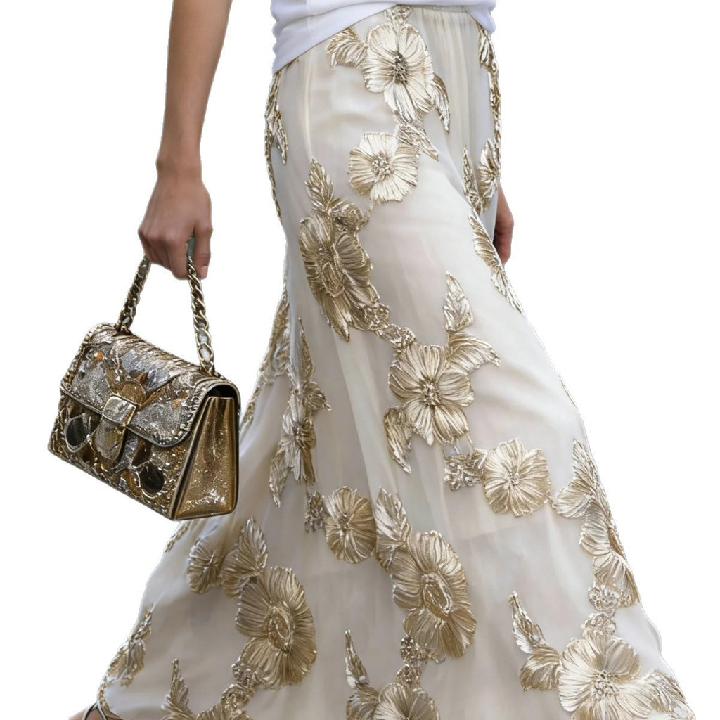 Elegantes Jacquard Maxi-Kleid