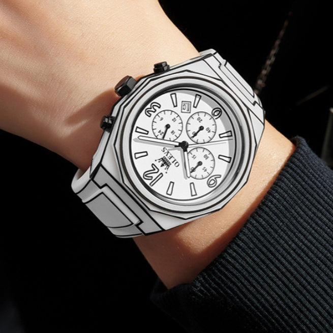 Quarzuhr mit Silikonarmband im Comic-Stil