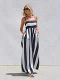 Gestreiftes Off-Shoulder Maxikleid – Bild 4 | LuxeStyle