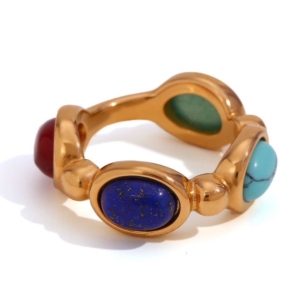 Edelstahlring mit bunten Natursteinen | LuxeStyle